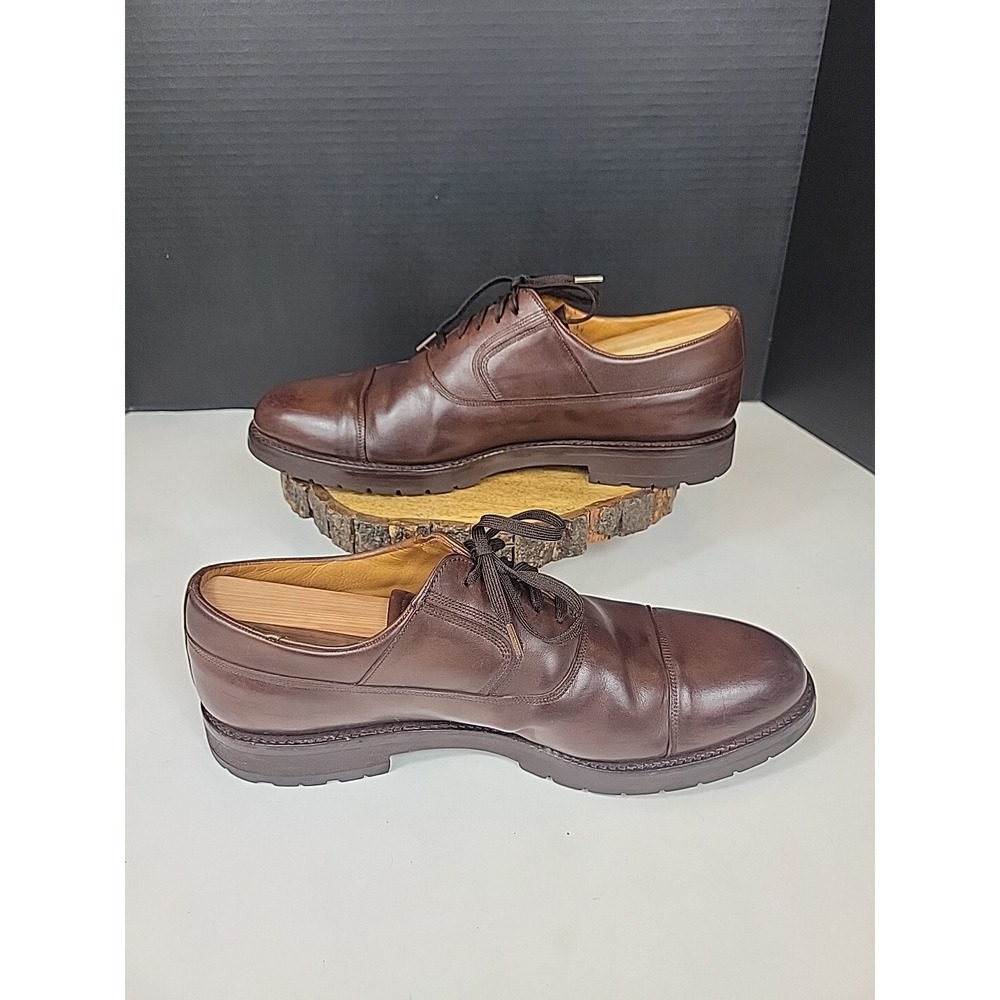 Paul Stewart Stuarts Choice 8144 Brown Leather Mens Lace Up Shoes 9.5 Captoe
